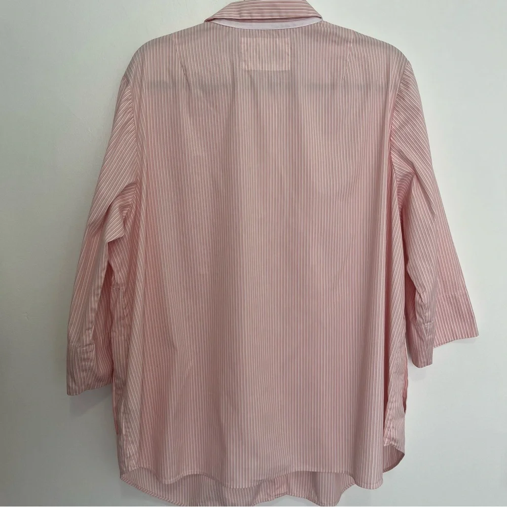 Lafayette 148 New York 3/4 Sleeve Button Down Pinstripe Blouse Size 2X - Picture 7 of 9